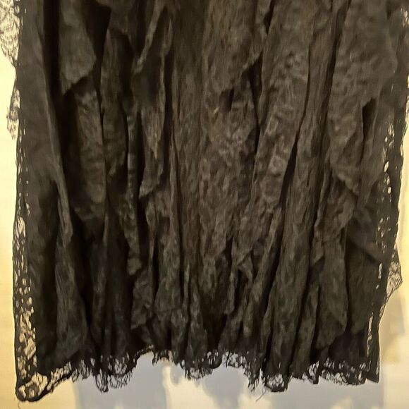 Whimsigoth witchy Dress Size 26W Black Sheer Floral Lace Overlay Halter Roamans - Picture 3 of 11